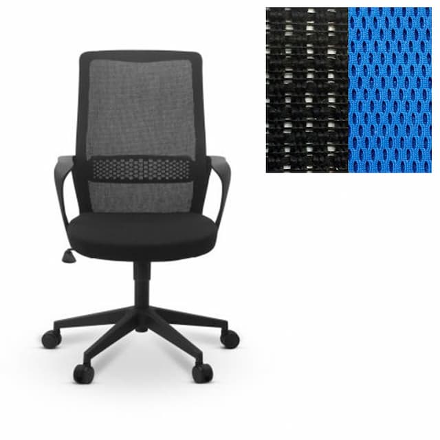 Офисное кресло для персонала Юнитекс Space сетка YM/ткань TW черная/синяя
