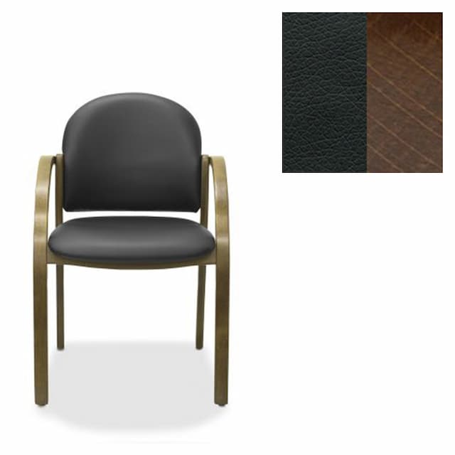 Офисный стул Юнитекс Джуно экокожа премиум черная CN1114/дерево-орех