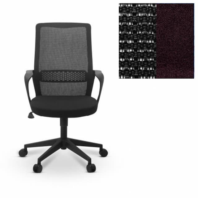 Офисное кресло для персонала Юнитекс Space сетка YM/ткань Luna черная/фиолетовая