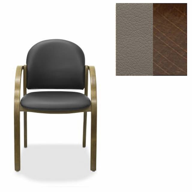 Офисный стул Юнитекс Джуно экокожа премиум серо-коричневая CN6/дерево-орех