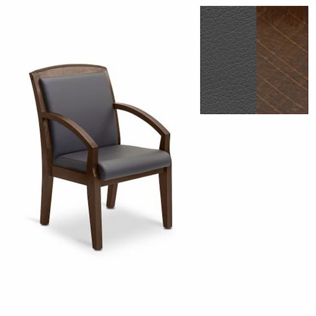 Кресло Юнитекс Граф для посетителя экокожа премиум темно-серая CN1118/дерево-орех